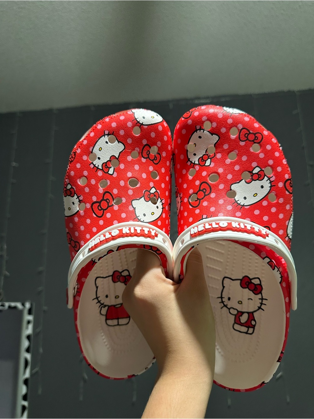 Red Hello Kitty Polka Dot Clogs With Charms - Picture 2 of 6